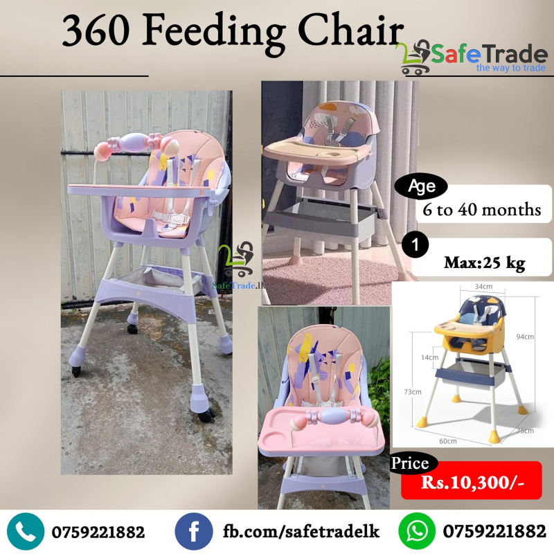360 Feeding Chair/ High Chair Foldable with Feeding tray