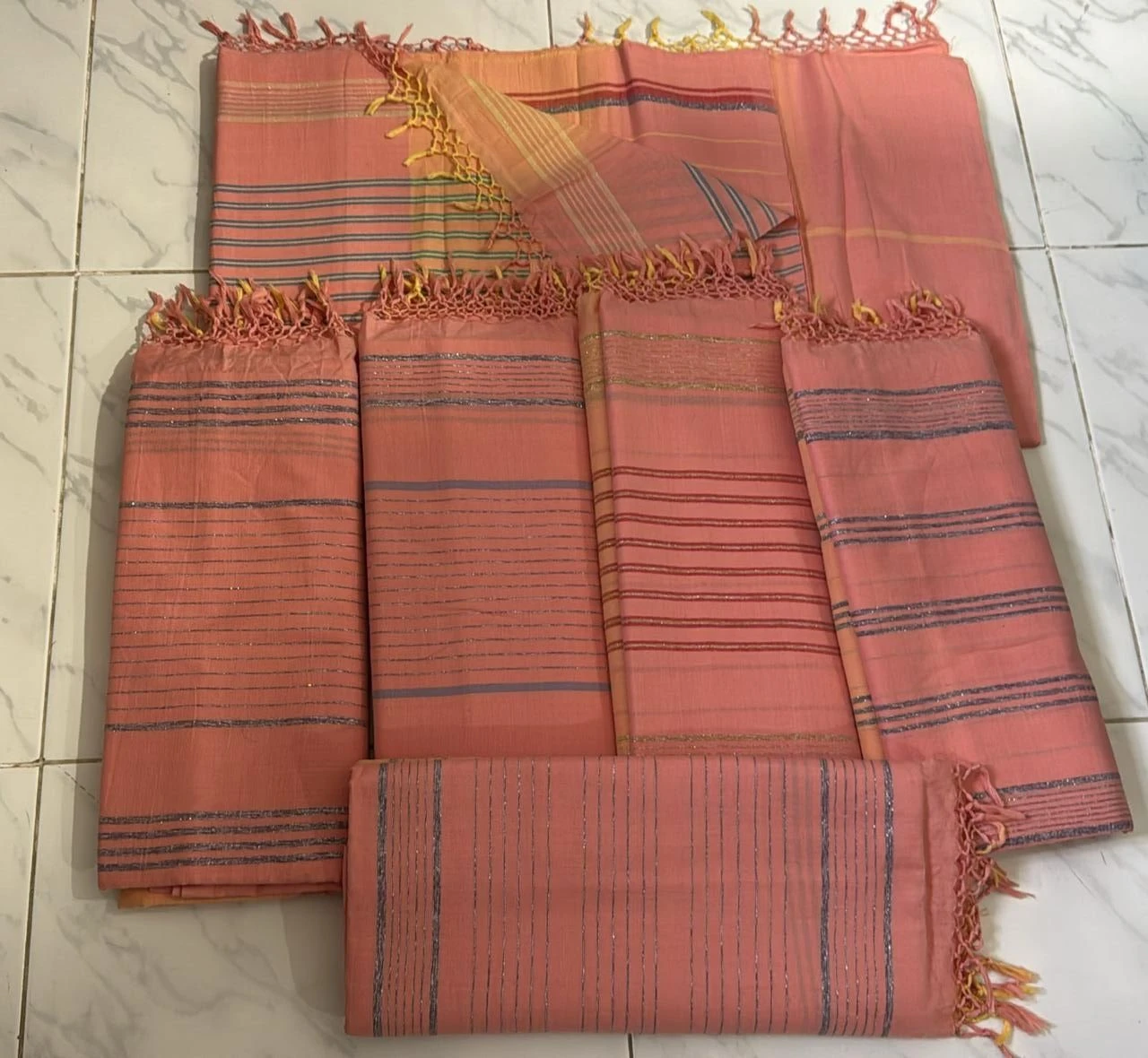 Single Color Strip Design Handloom Saree- Code 201