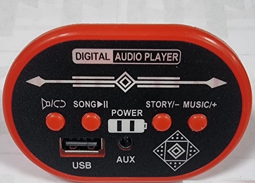 Red 12V Music Player Board for Kids Electric Car Jeep Control Panel USB Support, Battery Indicator