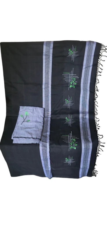 Authentic Handloom two (2) Color embroidery Saree- Code 210