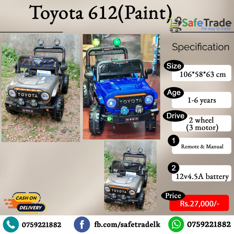Buy Toyota 612 Kids Ride on Jeep 2WD- 3 motors (Paint)